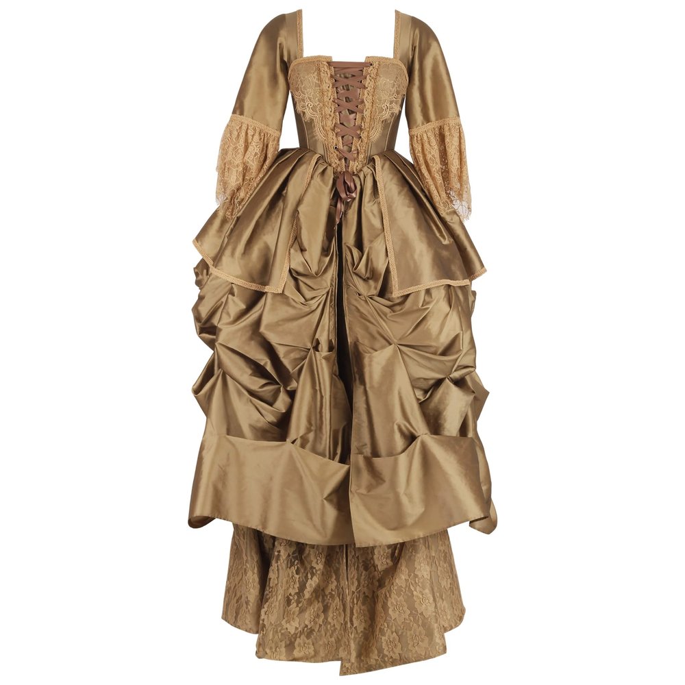 Attitude Corsets - Jolena Rococo Marie Taffeta Langes Korsett Kleid - Goldfarben